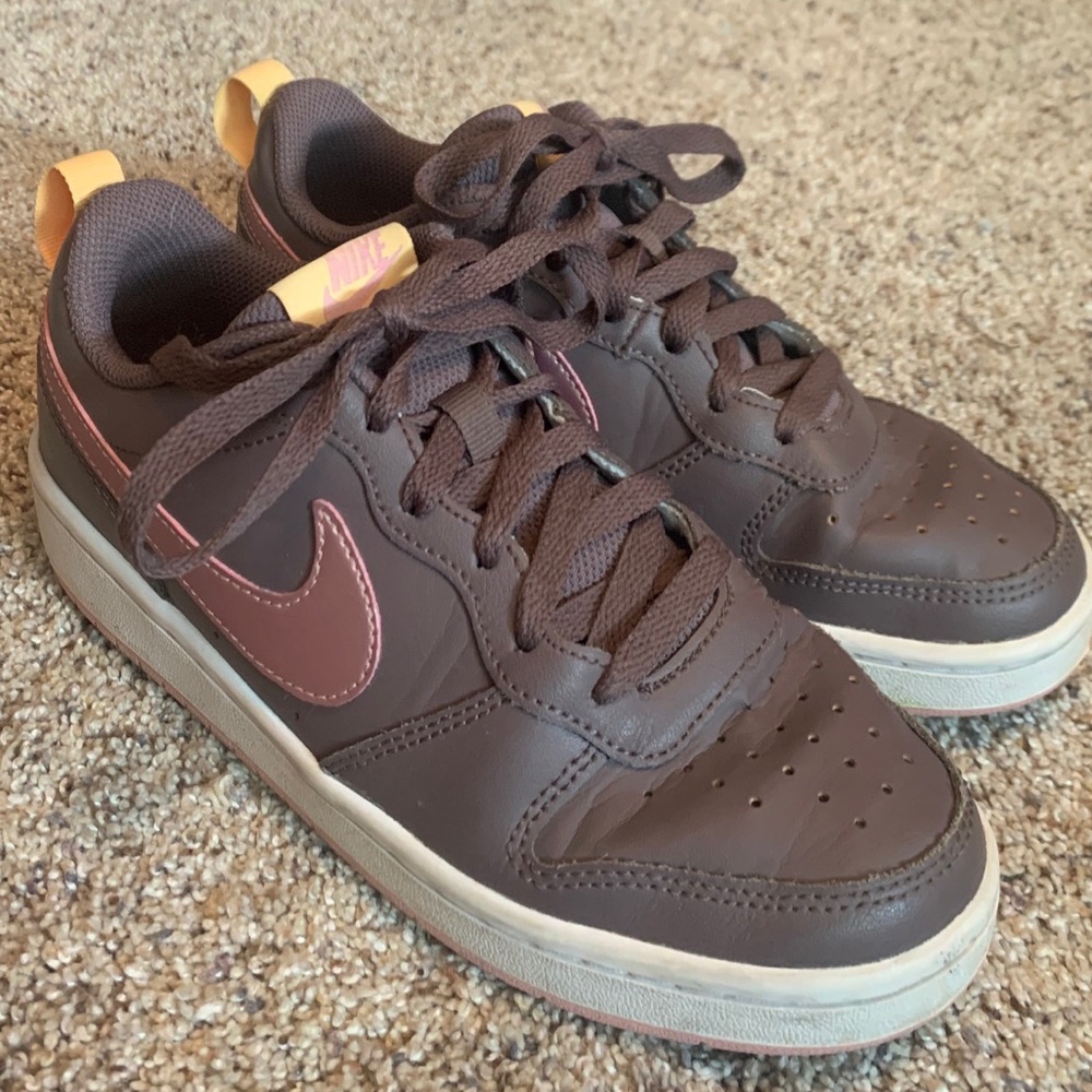 Nike Court Borough Low Youth Purple Pink Size 4 Shoes Sneakers Leather